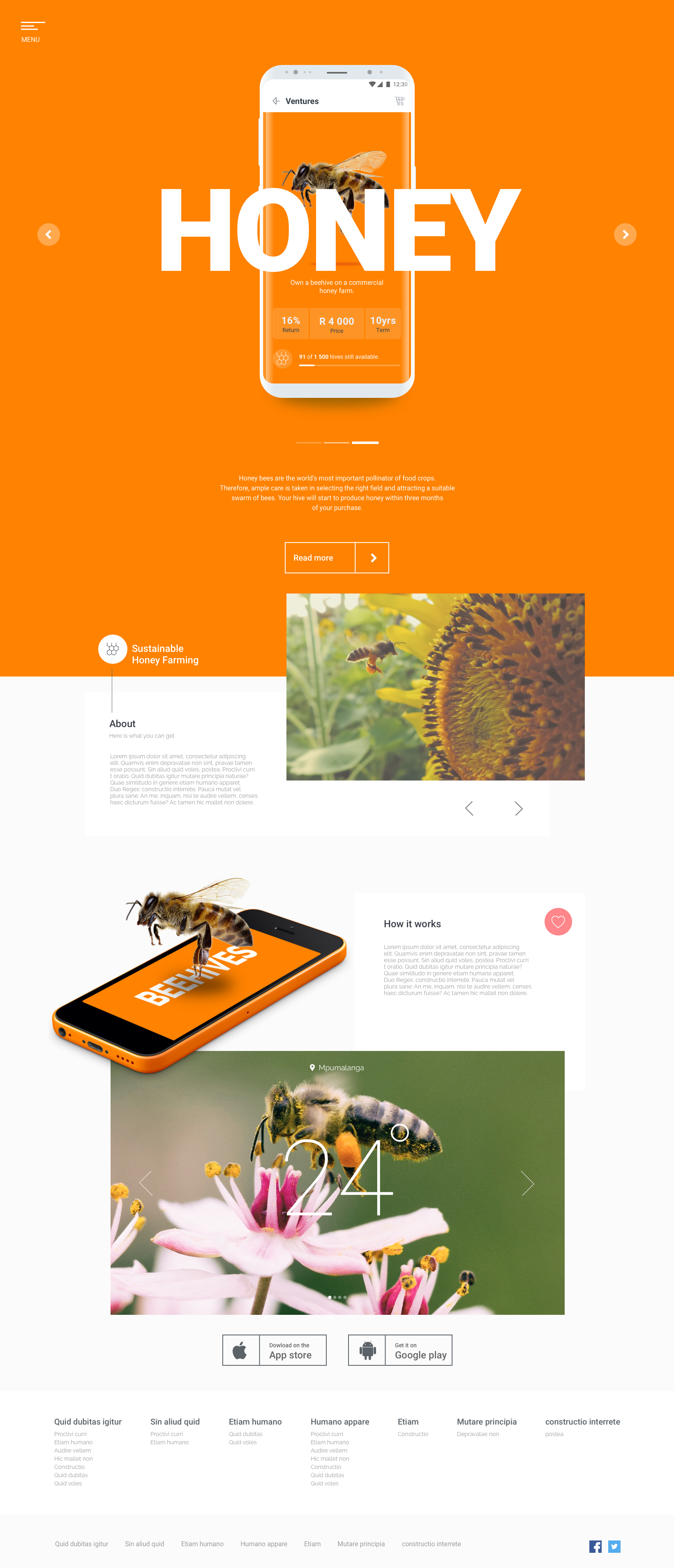 Honey investment product screens