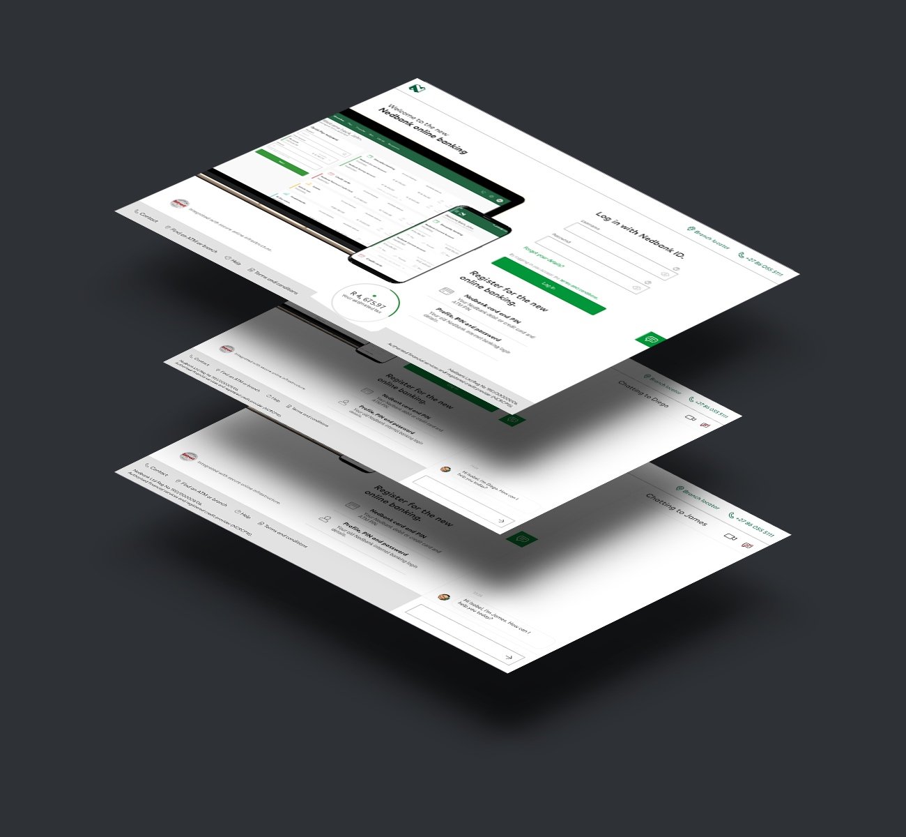 Nedbank chat isometric mockup